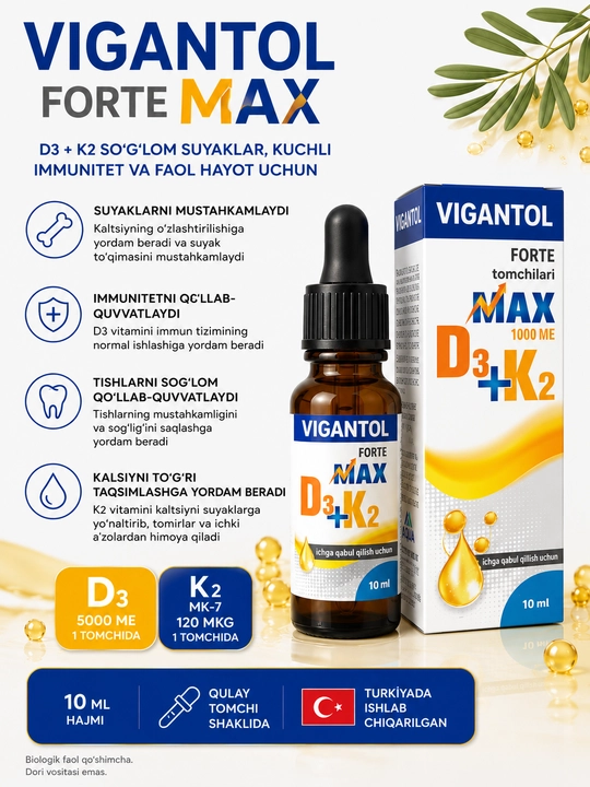 Vigantol Forte Maks tomchilari D3 1000 ME - 