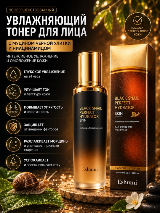 Увлажняющий тонер для лица Тонер с муцином черной улитки - 