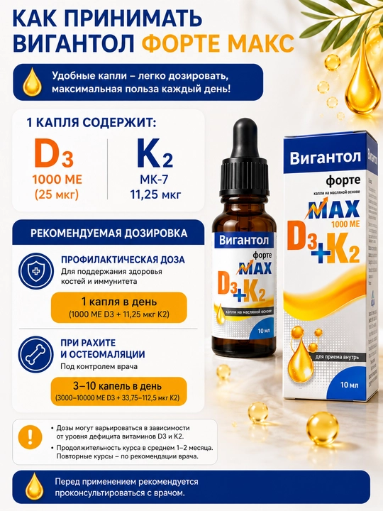 Вигантол Форте Макс Капли D3 1000 МЕ