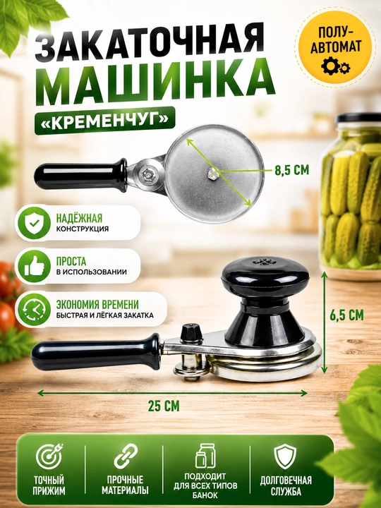 Avtomatik mahkamlash mashinasi, yopgichni bosish, 7 va 9 martalik banka