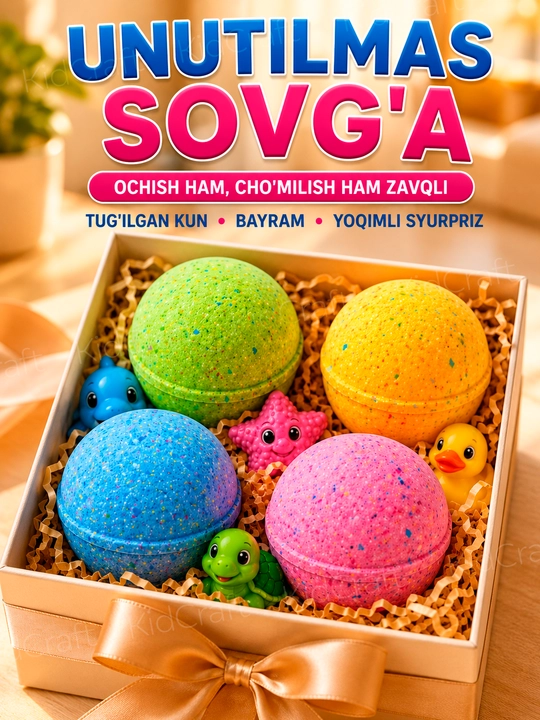 Бомбочка для ванны цветная, с игрушкой внутри, увлажняющая, набор для детей 