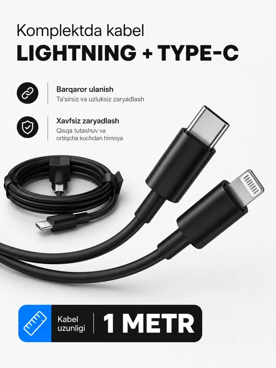 IPhone uchun quvvatlash to‘plami, adapter, Lightning kabeli | 20W tez quvvatlash