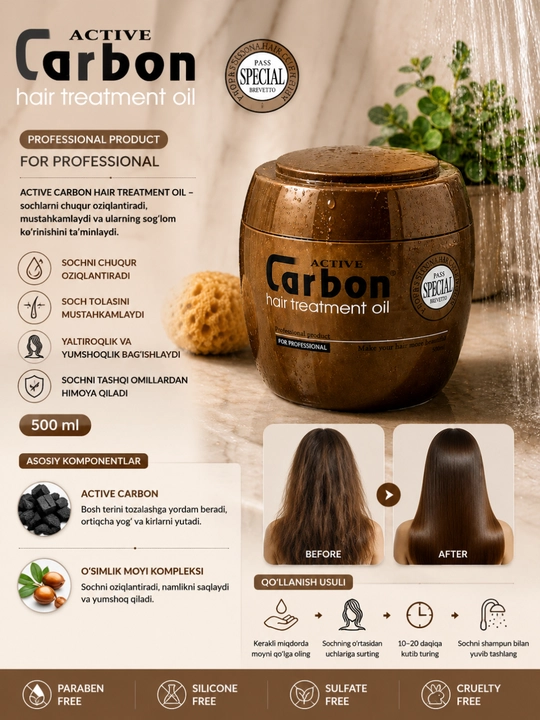 Углеродный кондиционер для волос, Active Carbon, 250, 550 - 