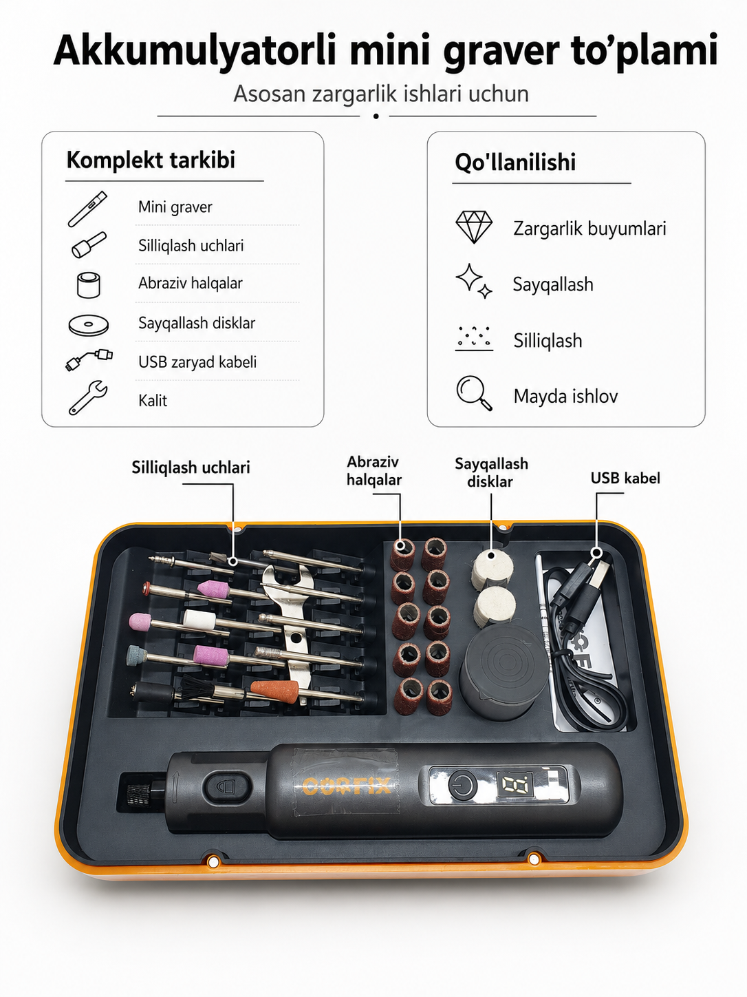 COOFIX Akkumulyatorli mini gravyor