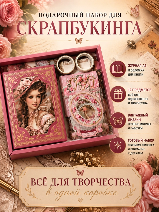 Victorian Style Royal Camellia skrapbuking sovg‘a to‘plami, 132+ element - 