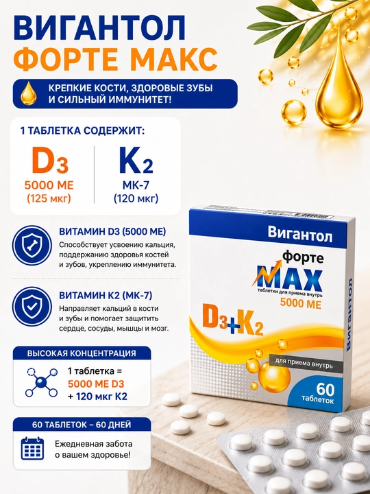 ВИГАНТОЛ ФОРТЕ МАКС ТАБЛЕТКИ , 5 000МЕ