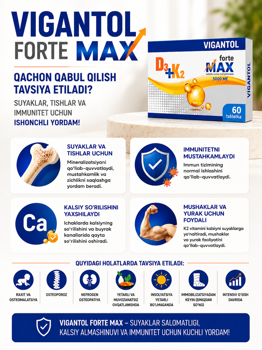 ВИГАНТОЛ ФОРТЕ МАКС ТАБЛЕТКИ , 5 000МЕ
