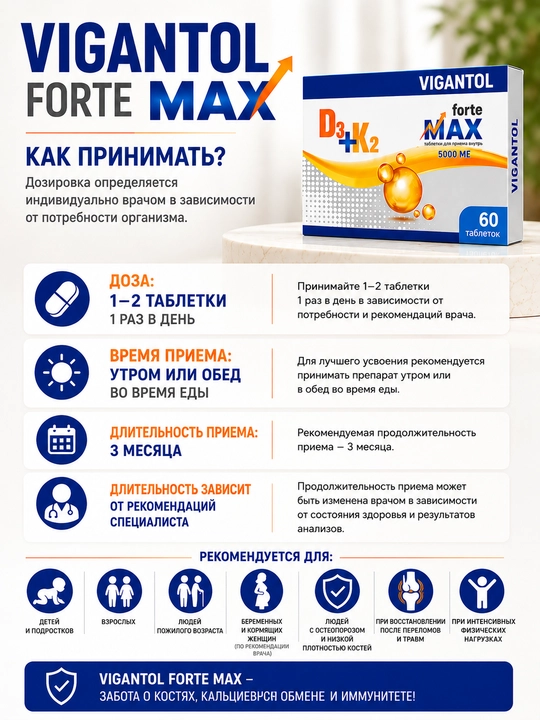 ВИГАНТОЛ ФОРТЕ МАКС ТАБЛЕТКИ , 5 000МЕ