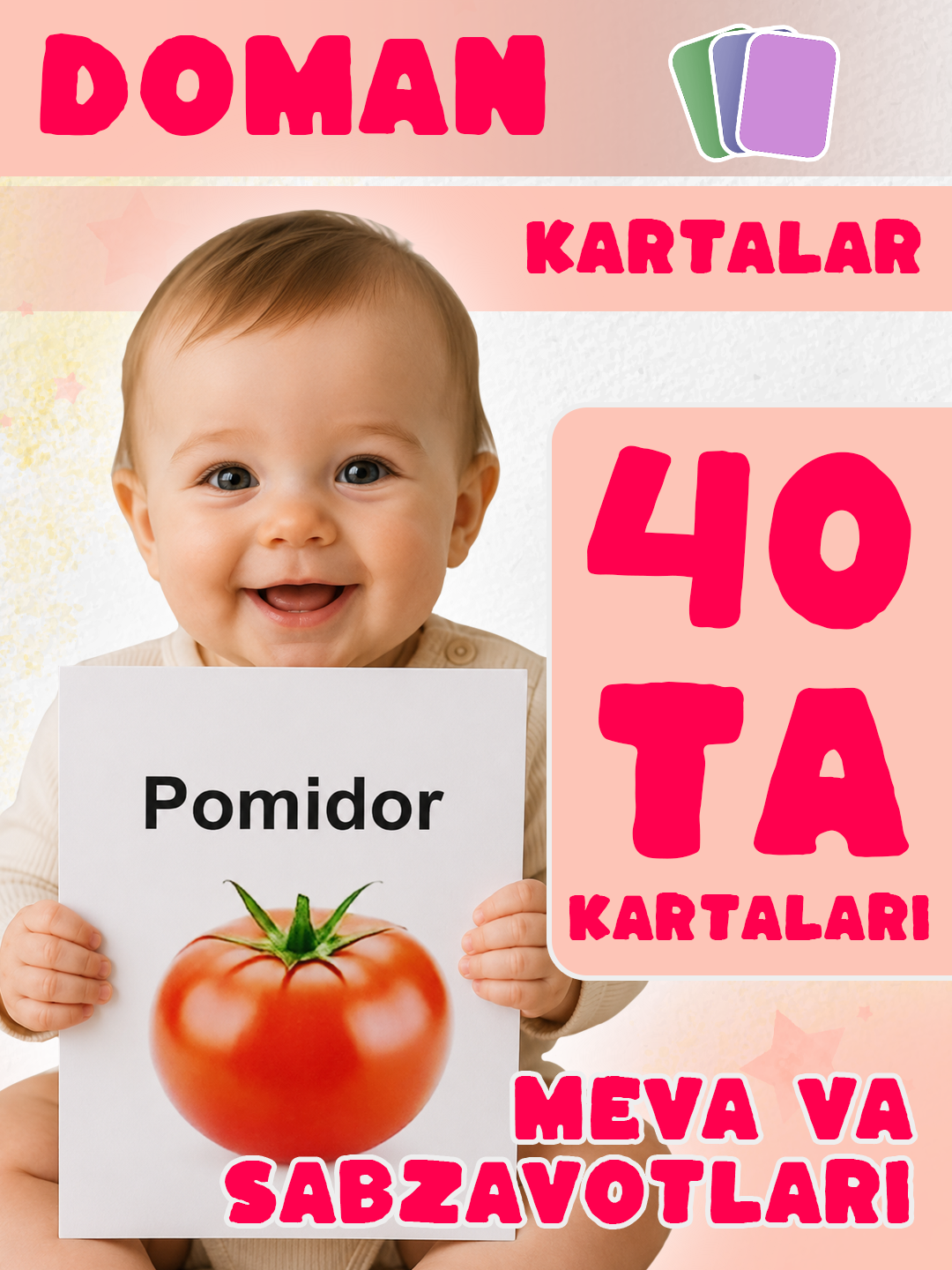 Sabzavot va mevalar bilan o‘zbekcha doman kartochkalari - 
