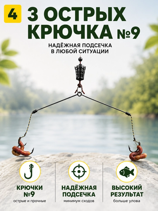 Arbuz montaji 20–45 g, karp va karas uchun oziqlantirgichli tayyor montaj