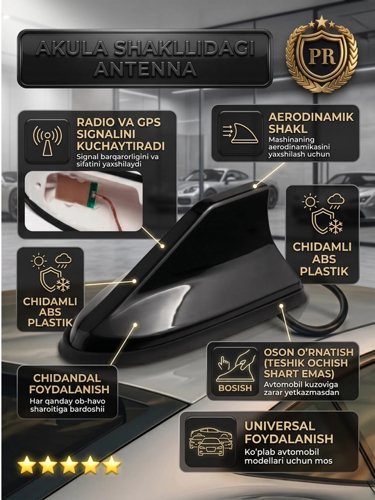 Akula antenna avtomobil tomi uchun, radio signal kuchaytirgichli universal plavnik - 