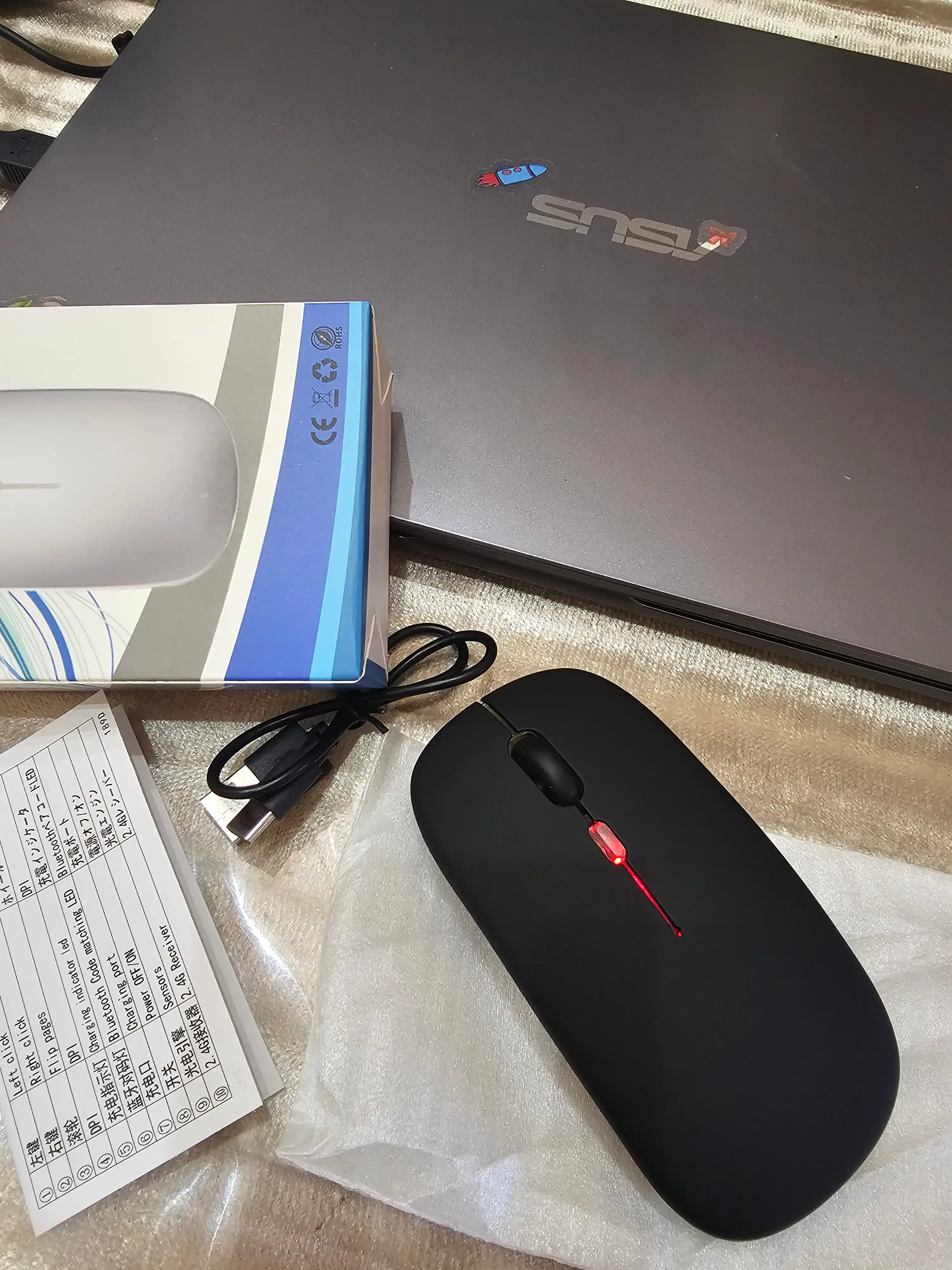 Беспроводная мышь Bluetooth + USB с RGB подсветкой, тихий клик, 3 DPI для ноутбука и ПК