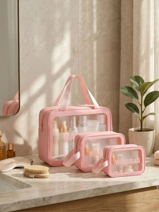 “WASHBAG” 4 xil o‘lchamli va 4 rangli suv o‘tkazmaydigan kosmetik sumkalar (PVX-neylon)