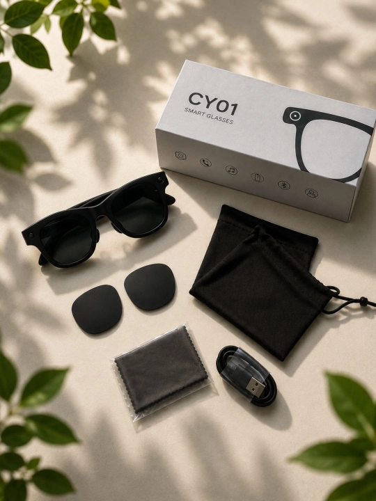 Умные очки с камерой CYO1 AI, 1080p, 8 МП, Bluetooth, Wi-Fi, микрофоном и датчиком