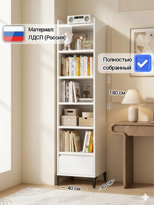 Kitob javoni va stellaj J40 1T, yig'ilgan holda, LDSP Rossiya