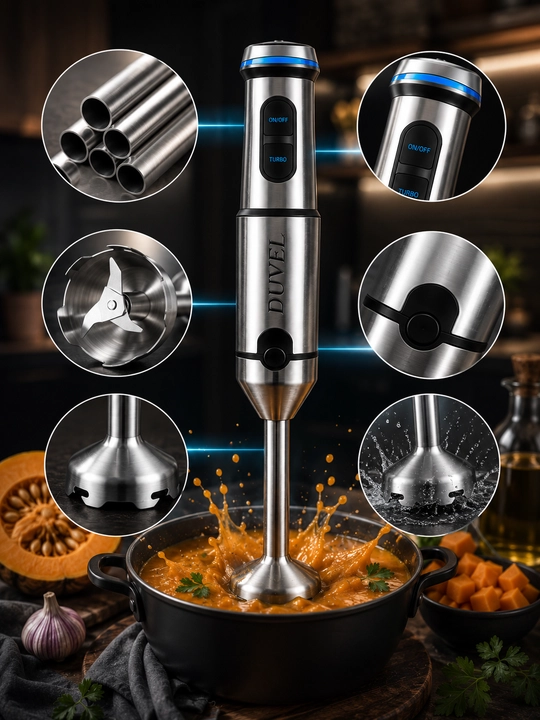 Ручной блендер Duvel DL-243, чёрный, 1500W, мощный кухонный блендер с турбо-режимом