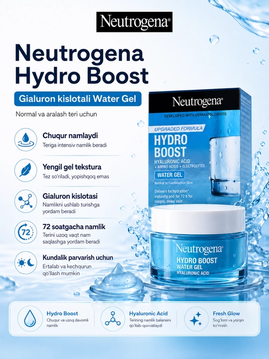 Neutrogena Hydro Boost Water Gel, Yuz uchun namlantiruvchi gel, 50 ml - 