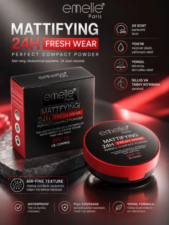 Emelie Professional Mattifying Face Powder — matlovchi upa - 