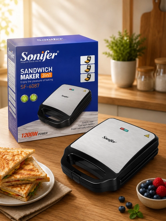 Сэндвичница Sonifer SF-6087 3 в 1, 1200W, электрическая бутербродница, вафельница