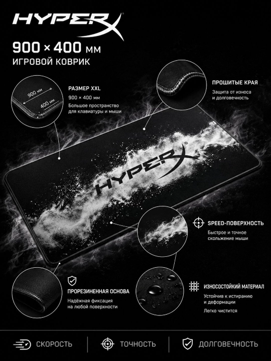 Игровой коврик для мыши XXL 900×400 мм, Speed, прошитые края