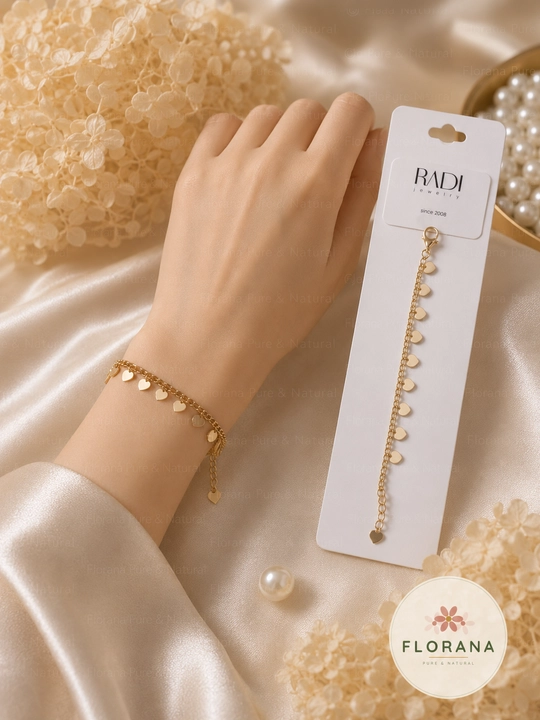 RADI Jewelry золотой браслет с сердечками романтичный женский - 