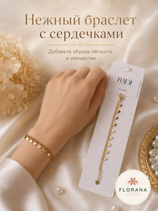 RADI Jewelry oltin yurakchali bilaguzuk romantik va nafis ayollar uchun