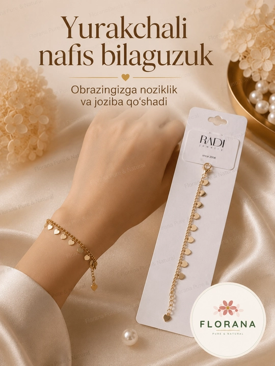 RADI Jewelry oltin yurakchali bilaguzuk romantik va nafis ayollar uchun