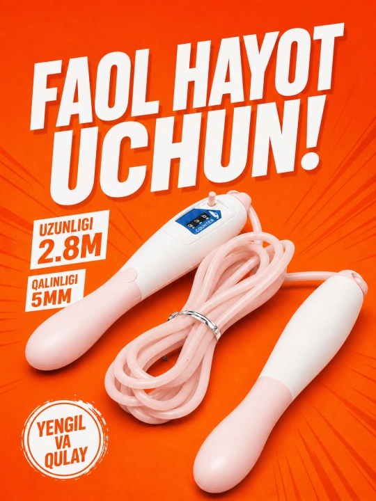 Sakrash arqoni hisoblagich bilan 2,8 m – sport va vazn tashlash uchun - 