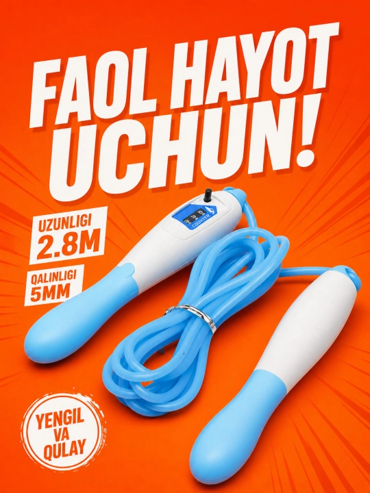 Sakrash arqoni hisoblagich bilan 2,8 m – sport va vazn tashlash uchun - 