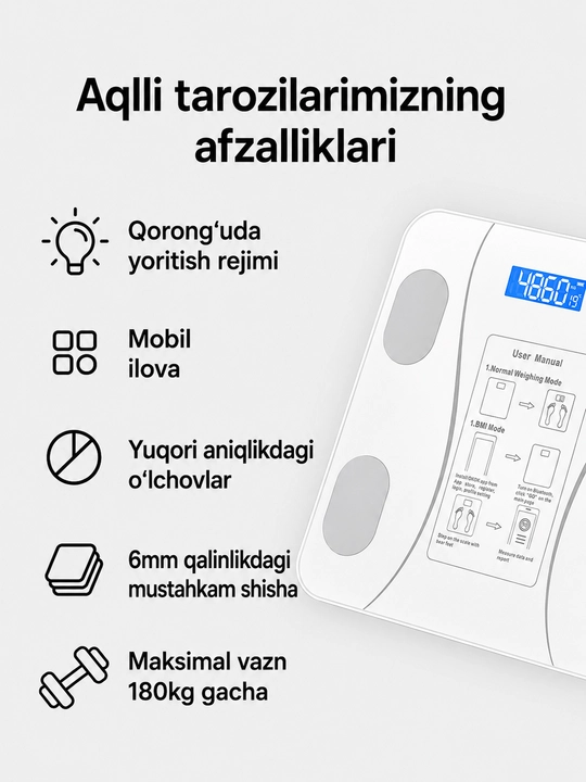 Tarozi elektron aqqli, pol tarozi fitnes uchun