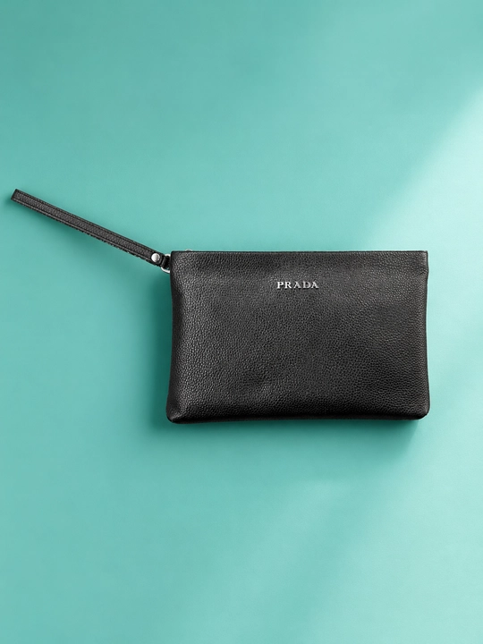 Erkaklar uchun tabiiy charm clutch sumka 30×20 sm, qora, biznes casual - 