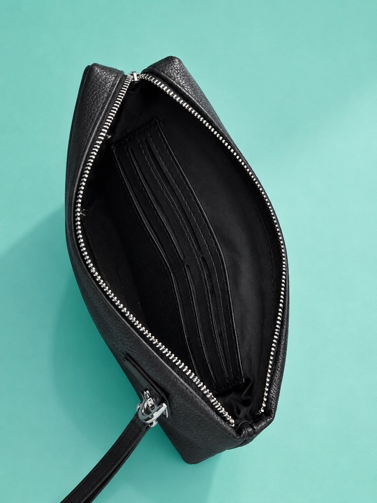 Мужской клатч из натуральной кожи 30×20 см, чёрный, business casual