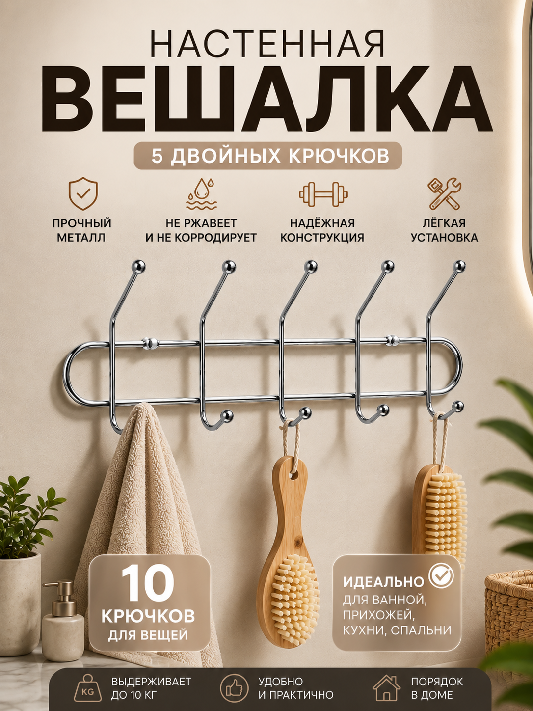 Metall ilgich, hammom uchun devorga o‘rnatiladigan ilgich