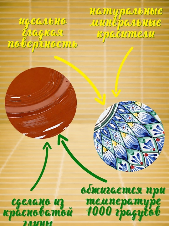 Риштанский керамический ляган  с национальным узором для плова ручной работы
