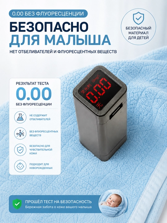 Детское банное полотенце, 110×105 см, мягкое и плотное, класс А, для детей 0-5 лет