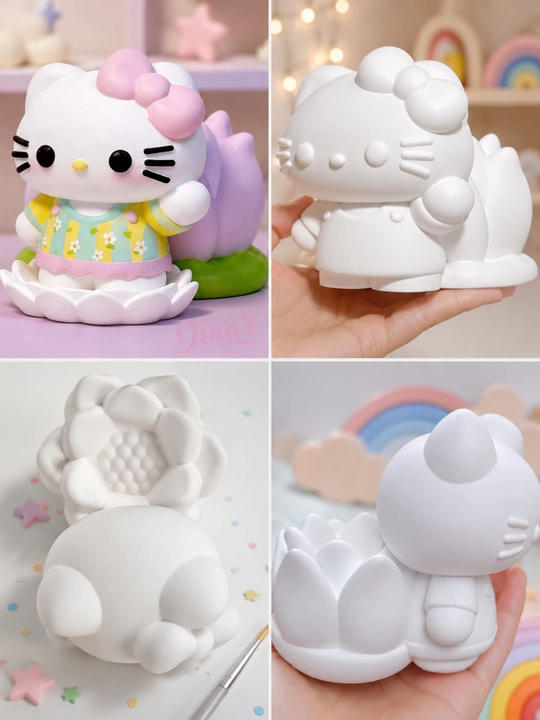 DIY ijodiy to'plami: Sanrio gipsli figuralar kolleksiyasi, bo'yoqlar va mo'yqalam bilan