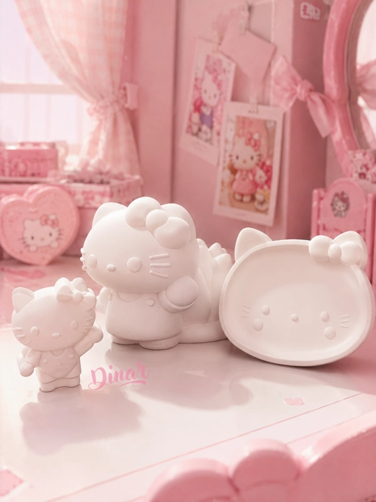 DIY ijodiy to'plami: Sanrio gipsli figuralar kolleksiyasi, bo'yoqlar va mo'yqalam bilan