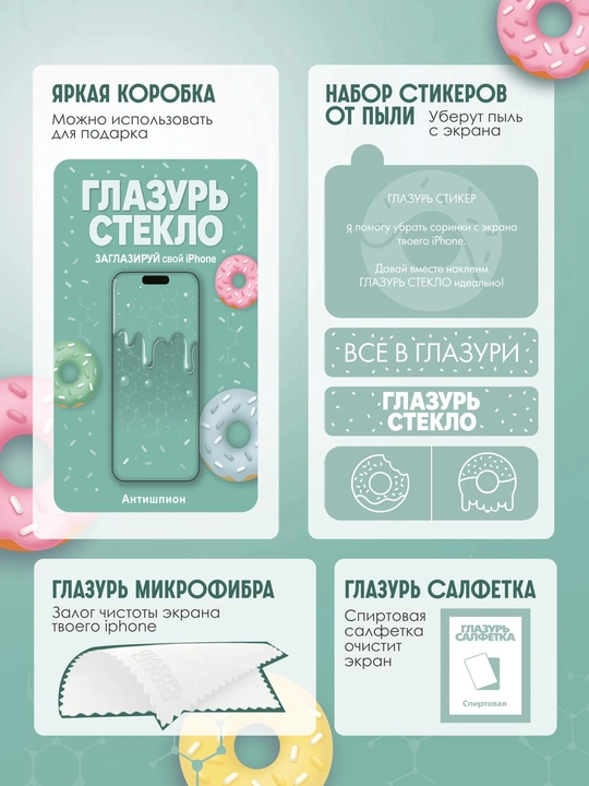 IPhone 15/16/17 uchun "GLAZUR" ANTISHPION (antijosus) himoya oynasi