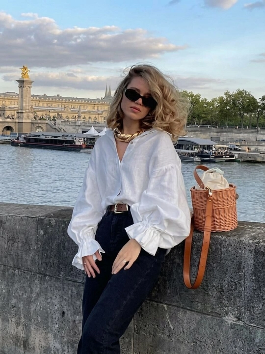 Женское платье с длинным рукавом из хлопка и полиэстера — стиль и комфорт