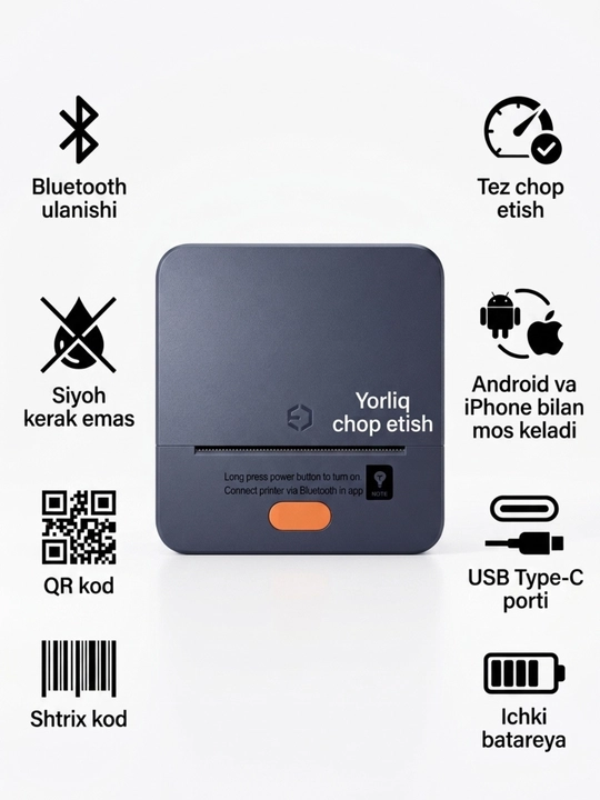 Bluetooth termal yorliq printeri iTech T1