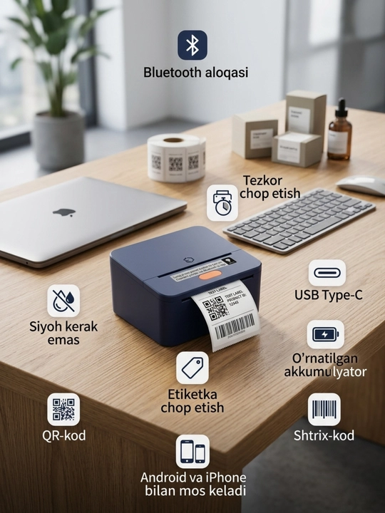 Bluetooth termal yorliq printeri iTech T1