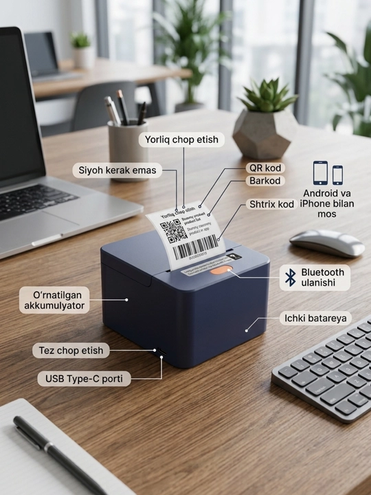 Bluetooth termal yorliq printeri iTech T1