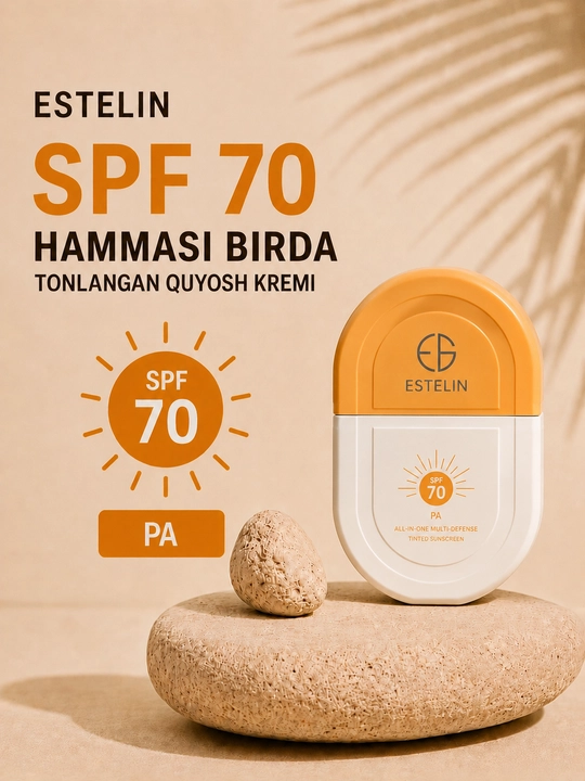 Estelin SPF 50+ PA+++ Quyoshdan saqlovchi namlantiruvchi krem, 50 ml - 