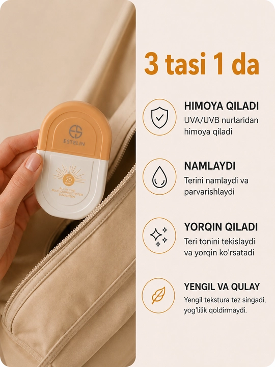 Estelin SPF 50+ PA+++ Quyoshdan saqlovchi namlantiruvchi krem, 50 ml