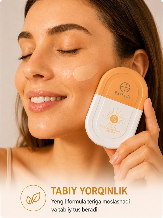 Estelin SPF 50+ PA+++ Quyoshdan saqlovchi namlantiruvchi krem, 50 ml