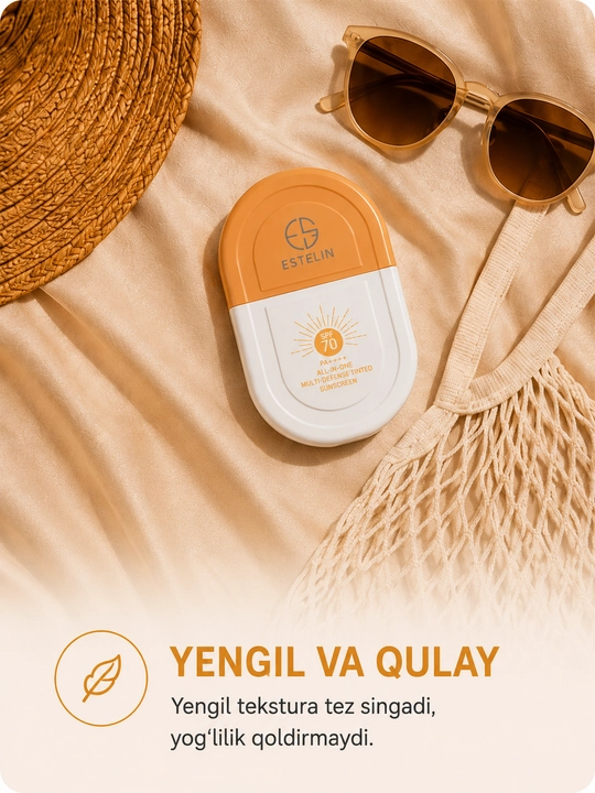 Estelin SPF 50+ PA+++ Quyoshdan saqlovchi namlantiruvchi krem, 50 ml