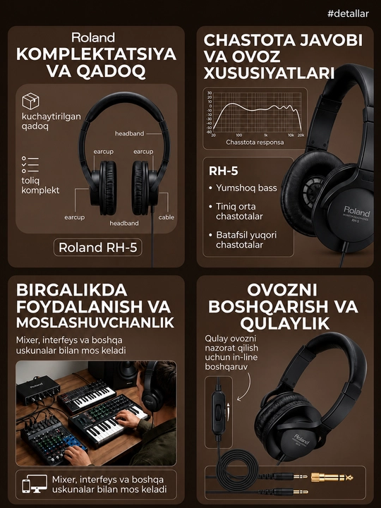 Наушники Roland RH-5 мониторные (yoki: Студийные наушники Roland RH-5) - 