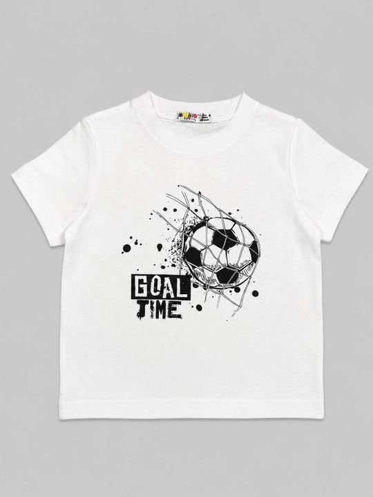 Футболка для мальчика 100% хлопок, белая, с футбольным принтом GOAL TIME
