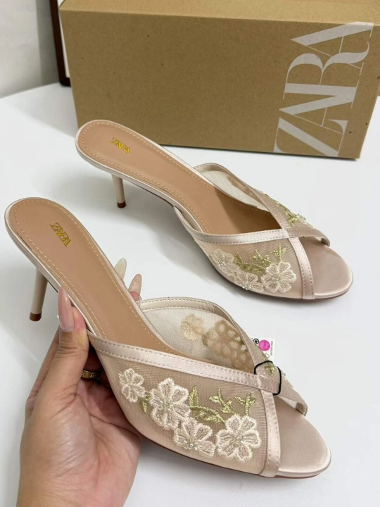 Женские мюли, туфли на каблуке, босоножки, ZARA, на 1 размер меньше