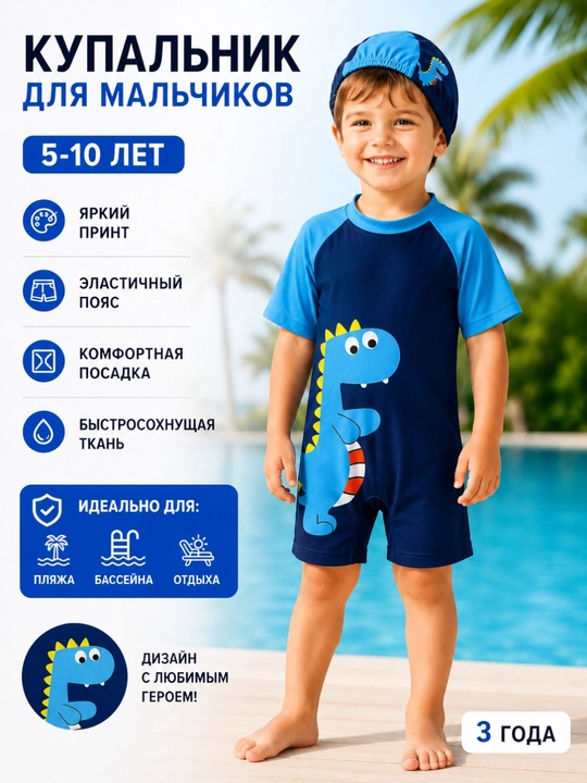 Купальники Плавки и детский купальный комплект для мальчиков - 